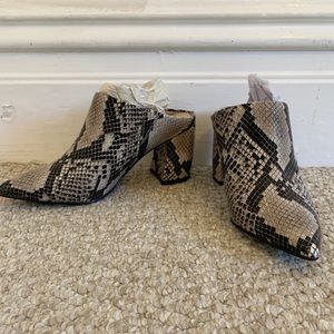 Marc Fisher snakeskin mules